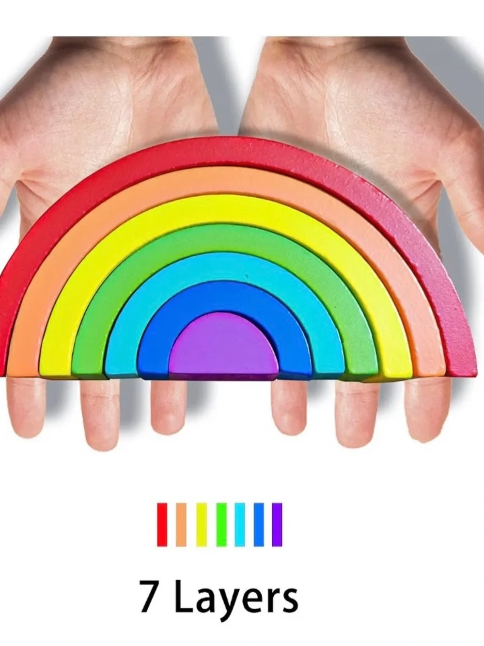 Wooden Rainbow Stacking Arch Toy - Multicolor